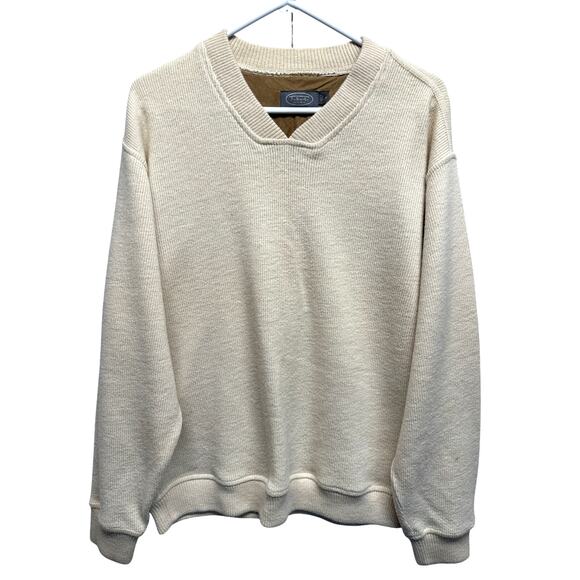 Vintage Talbots Mens V Neck Sweater Alpaca and Wool Cream Preppy Gorpcore Med - Picture 1 of 9